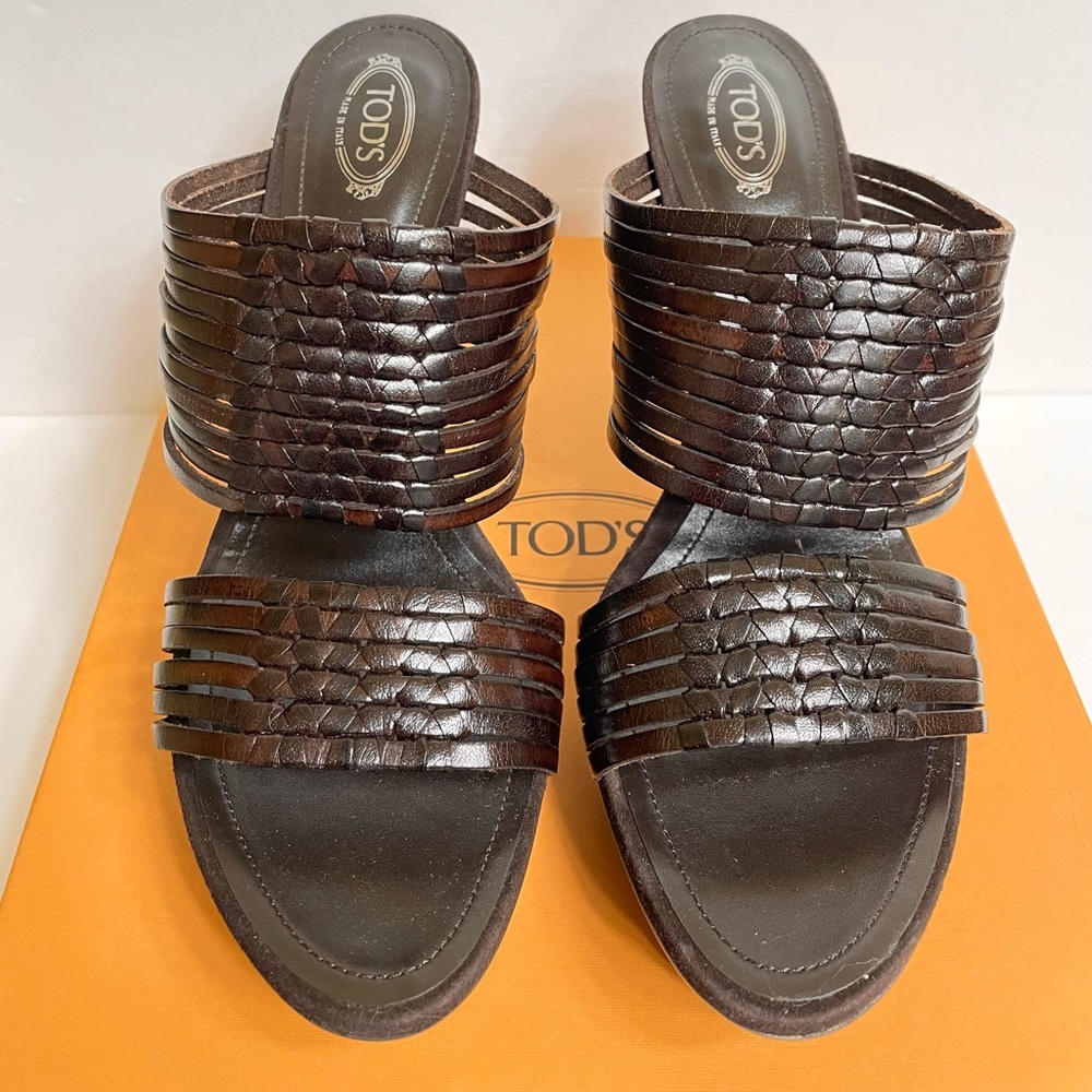 Tod’s Platform Brown Leather Sandals Size 41